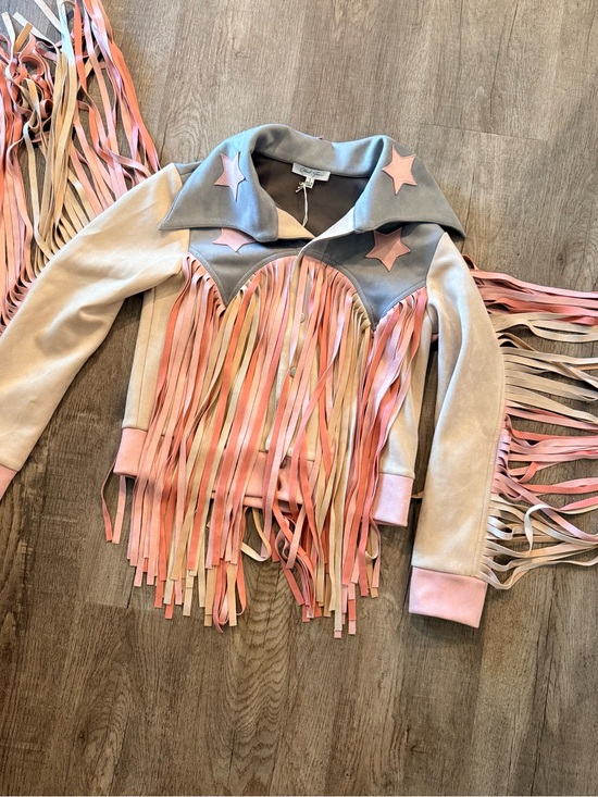 Cloud Ten Jackets & Blazers - Cloud Ten Fringed Star Accent Jacket in Pink & Gray